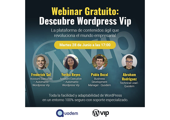 foto Quodem impulsa WordPress VIP en el mercado español y latinoamericano con un webinar celebrado el pasado 28 de junio.